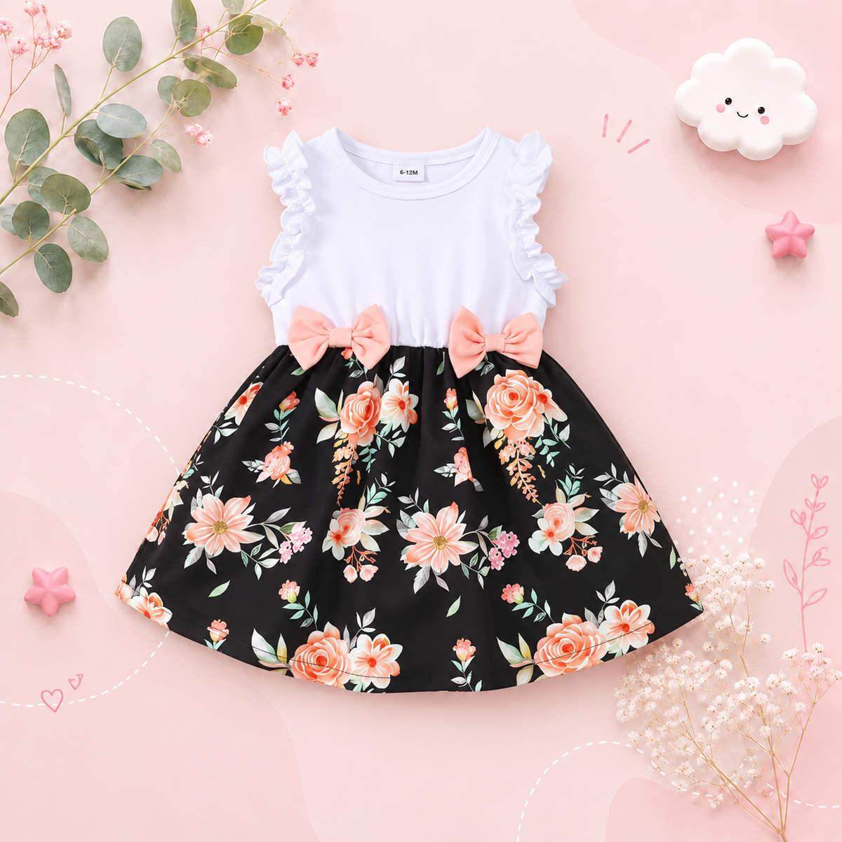 The Antonella - Baby Girl Floral Print Sleeveless Dresses