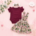 The Avianna - Baby Girl Christmas Outfit 3PCS Romper Suspender Skirt Headband Set