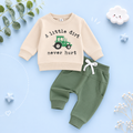 The Ares - Baby Boy "A Little Dirt Never Hurt" Print  Long Sleeve Round Neck Tops + Drawstring Pocket Long Pants