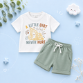 The Andy - Baby Boy White "A Little Dirt Never Hurt" Letter T-Shirt Casual + Shorts Set