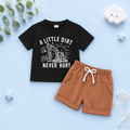 The Andy - Baby Boy White "A Little Dirt Never Hurt" Letter T-Shirt Casual + Shorts Set