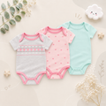 The Amani - Unisex Baby 3PCS Cartoon Cotton Short Sleeve Bodysuit Set Summer Outfit for Newborns