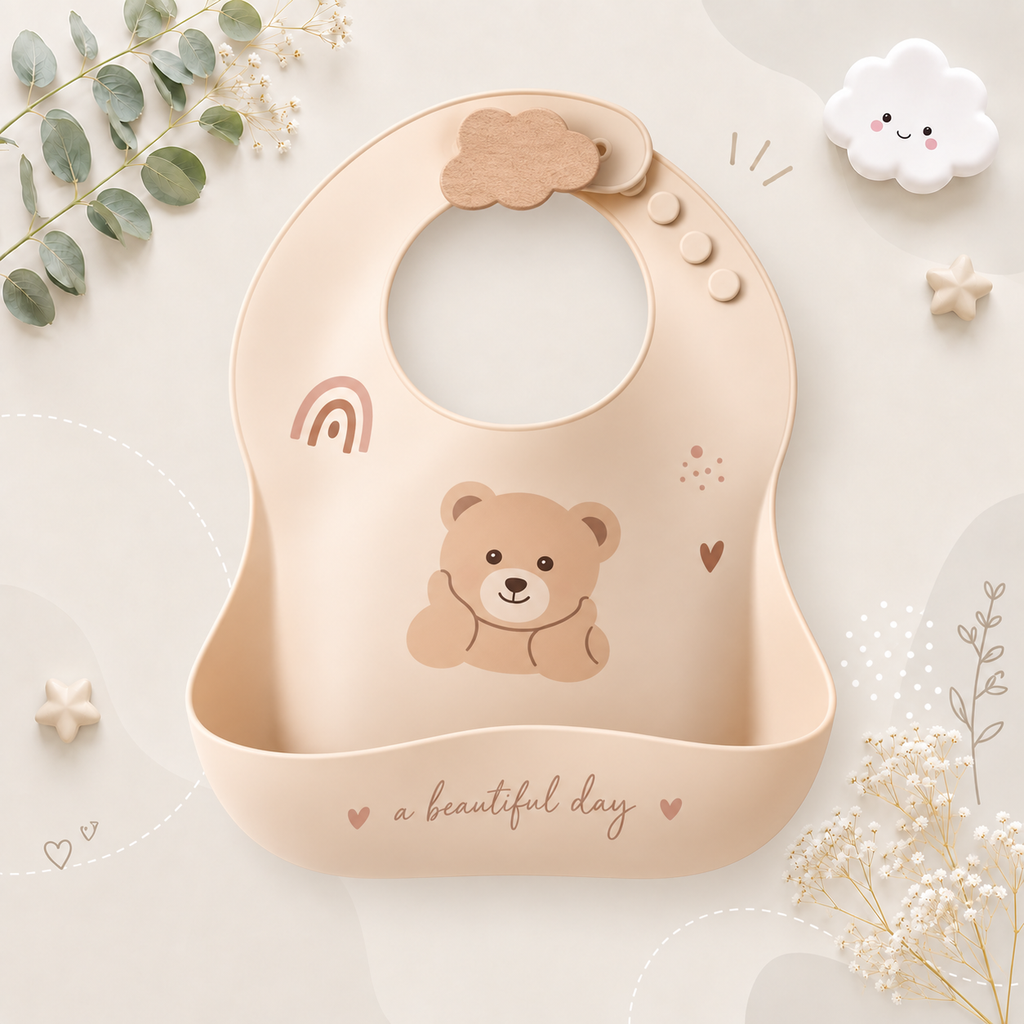 The Bowie - Waterproof Baby Silicone Feeding Bib Adjustable Soft Food Catcher for Babies & Toddlers