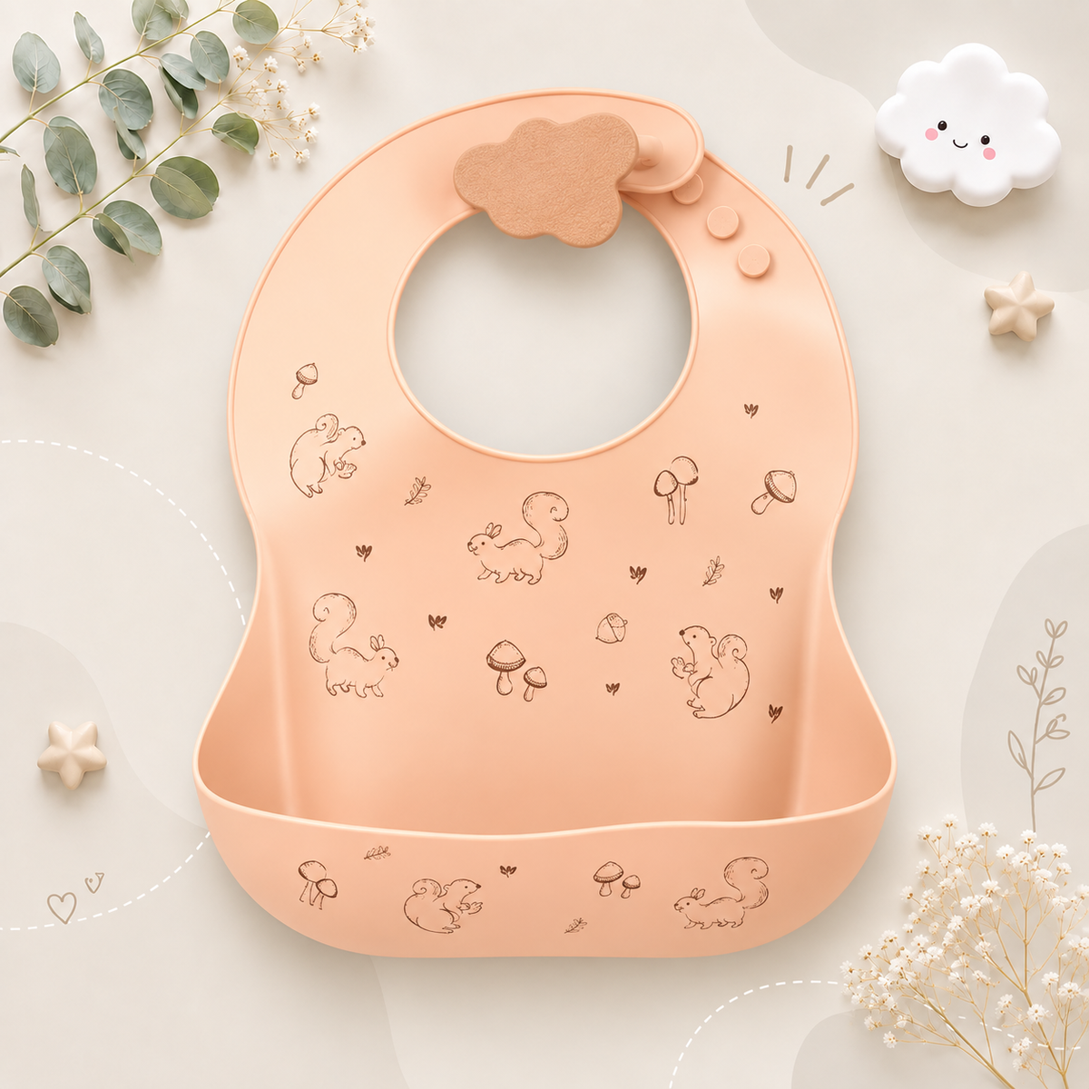 The Bowie - Waterproof Baby Silicone Feeding Bib Adjustable Soft Food Catcher for Babies & Toddlers