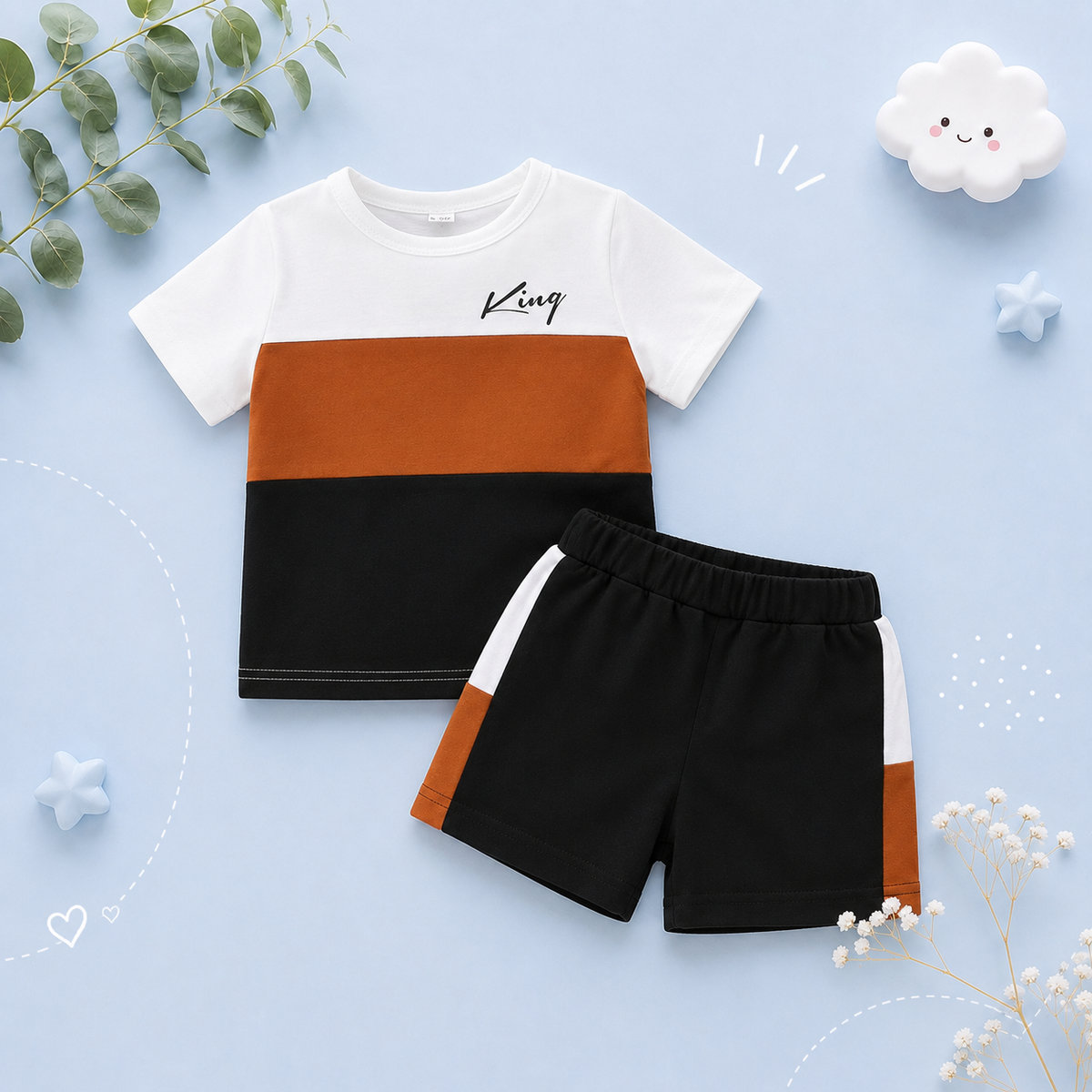 The Carson - Baby Boy KING Stripe Short Sleeve T-Shirt and Shorts