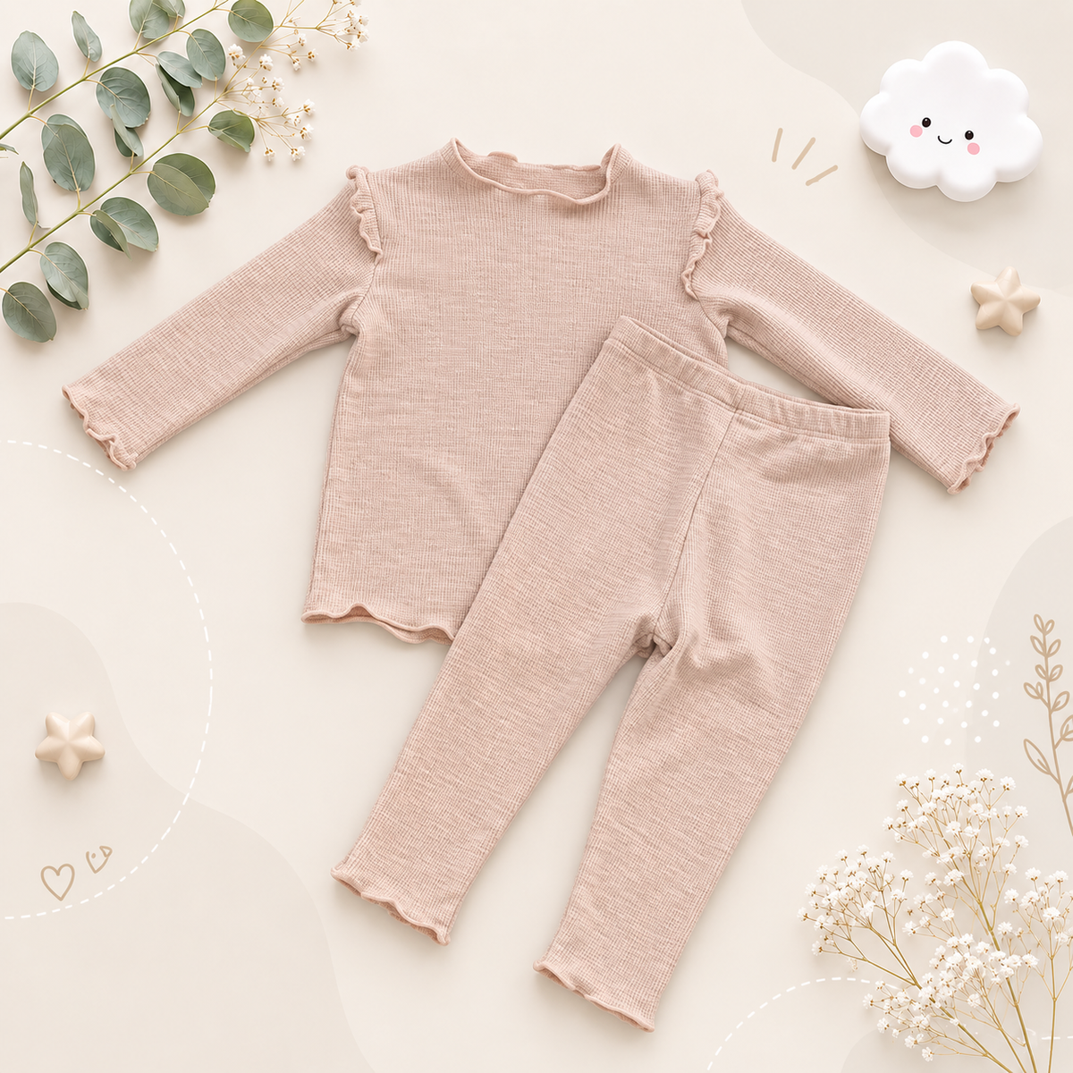 The Alitzel - Baby Unisex Pink Pajamas Set