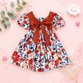 The Aurora - Baby Girl Floral Princess Dress Backless Tie Bow Puff Sleeve