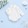 The Alan - Baby Boy Solid Long Sleeve Lapel Button Down Jumpsuit