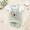 The Aries - Newborn Baby Green Koala Print Romper Short Sleeve Summer Outfit
