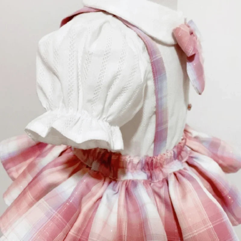 Baby Girl Formal Clothes Set White Shirt+Suspender Skirt+Bow Tie 3PCS Summer Child Clothing Set Outfit Baby Clothes Suit 1-7Y