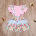 Crew Neck Solid Short Sleeve Top Bunny Straps Skirt
