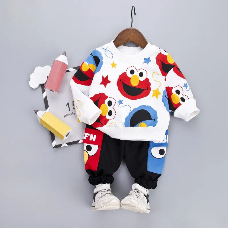 Elmo Cartoon T-Shirt Pants 2Pcs/Set Tracksuit