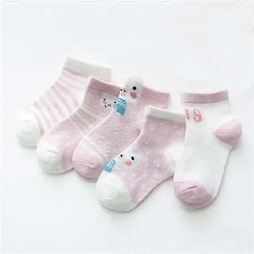 5Pairs Toddler Socks Mesh Cotton