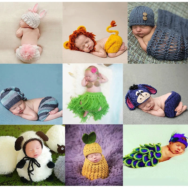 Baby Photography Props Newborn Ladybird Insect Costume Boy Girl Infant Crochet Knit Hat Outfits Lace Ladybird