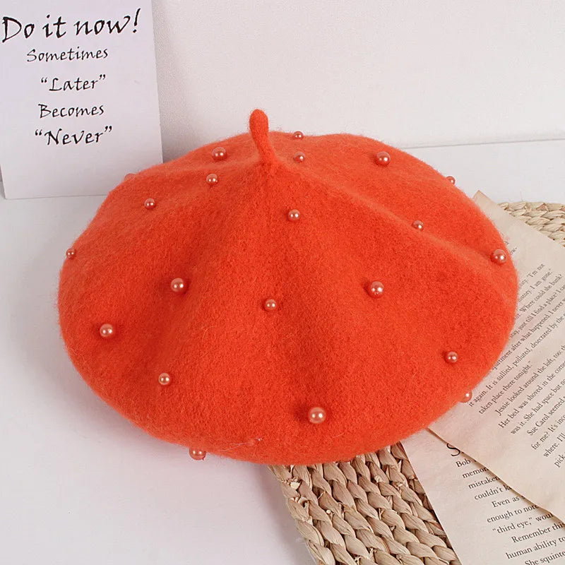 Baby Beret Princess Pearl Girls Caps