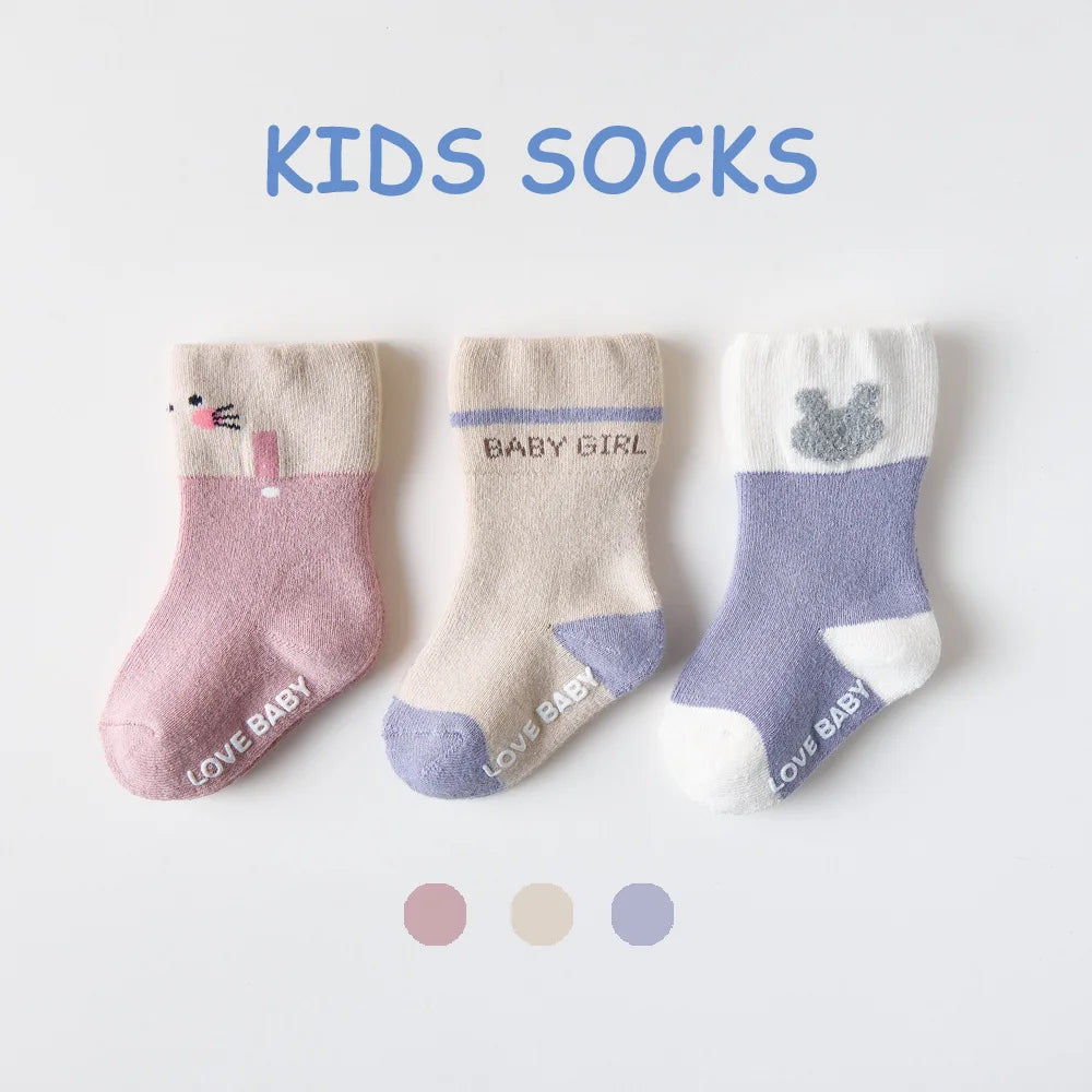 3 Pairs Toddler Kids Cotton Socks