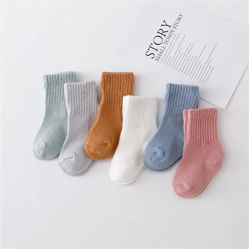 6Pairs Cotton Solid Soft Infant Socks