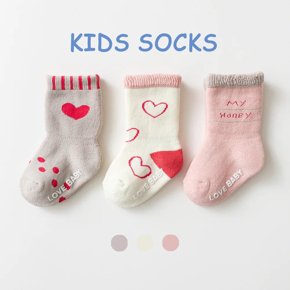 3 Pairs Toddler Kids Cotton Socks