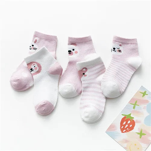 5Pairs Toddler Socks Mesh Cotton