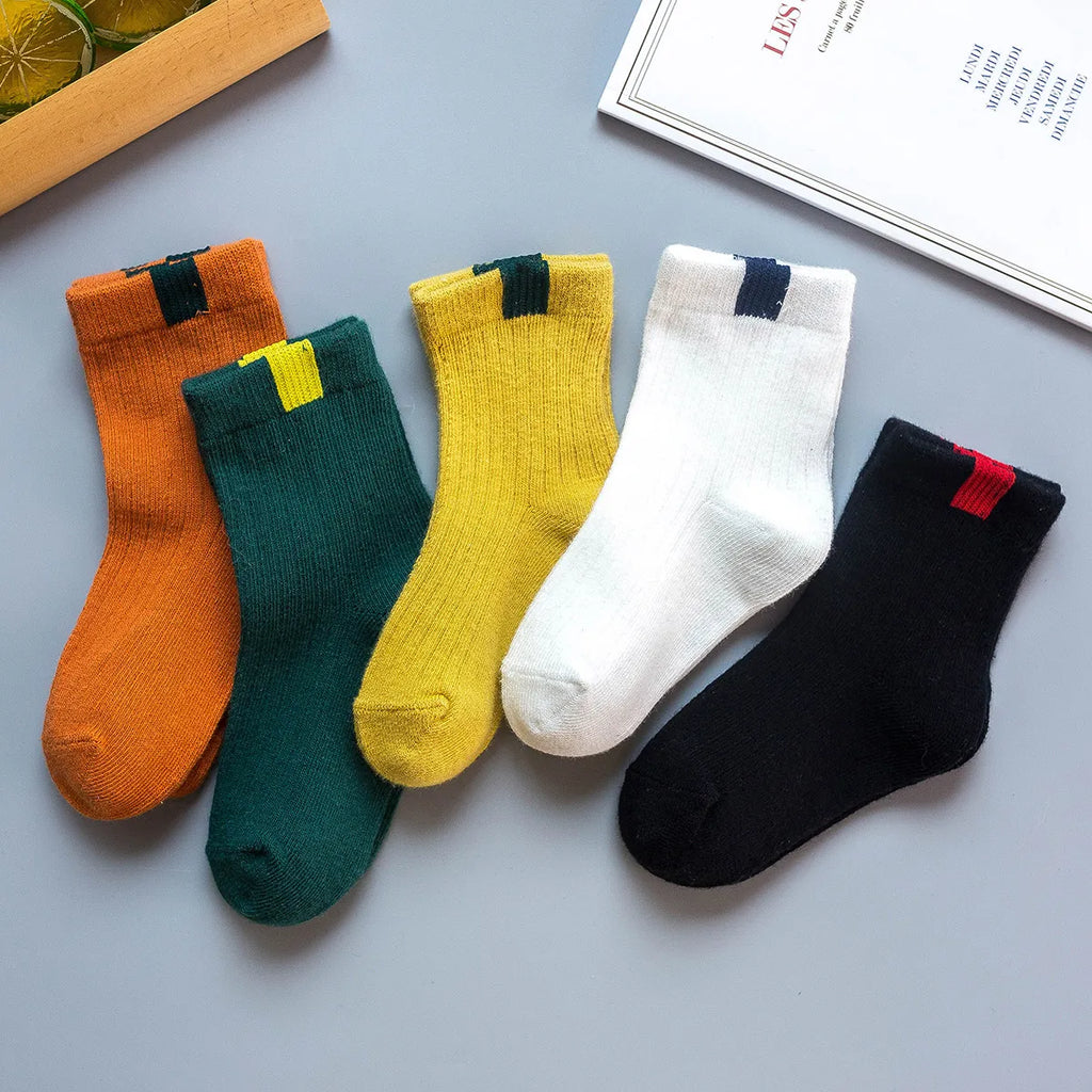 5 Pairs Winter Cotton Striped Socks