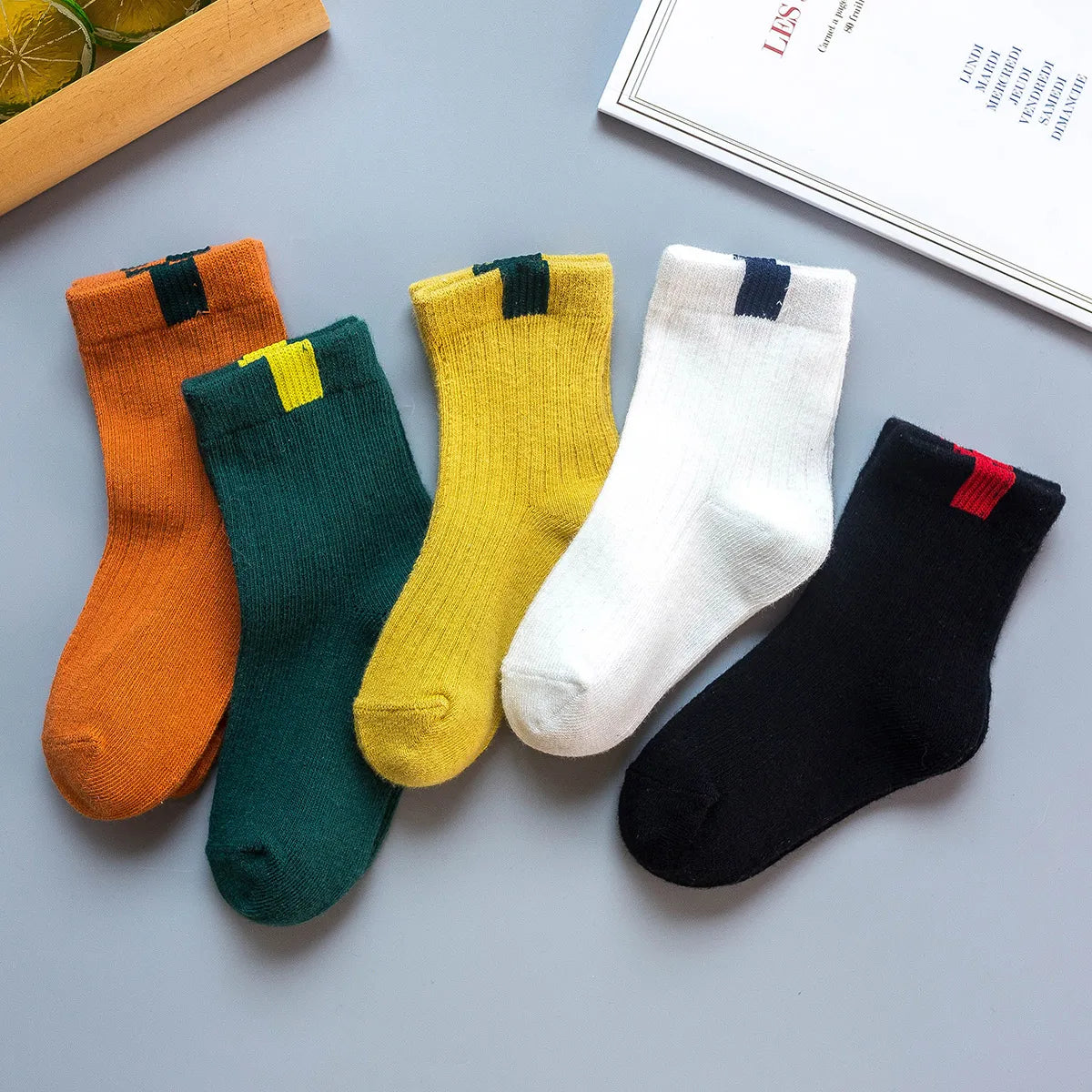 5 Pairs Winter Cotton Striped Socks