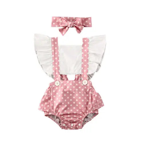 Flower Ruffle Romper Newborn Backless Jumpsuit 2pcs Baby Summer Clothing
