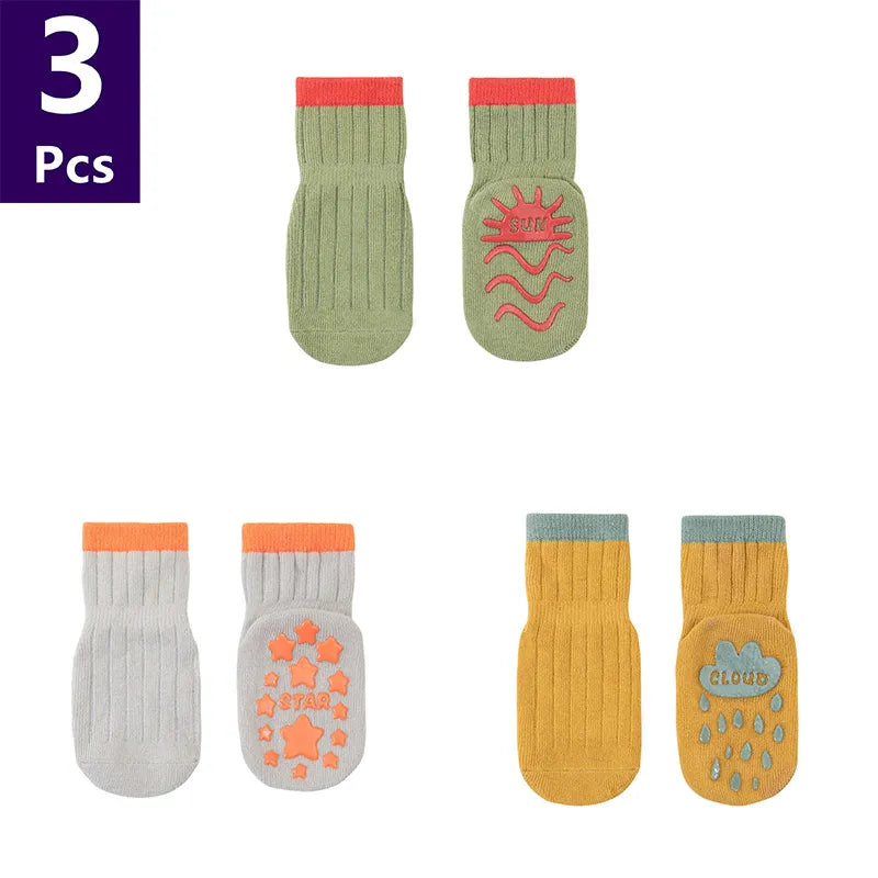3 Pairs Children's Socks Solid Striped