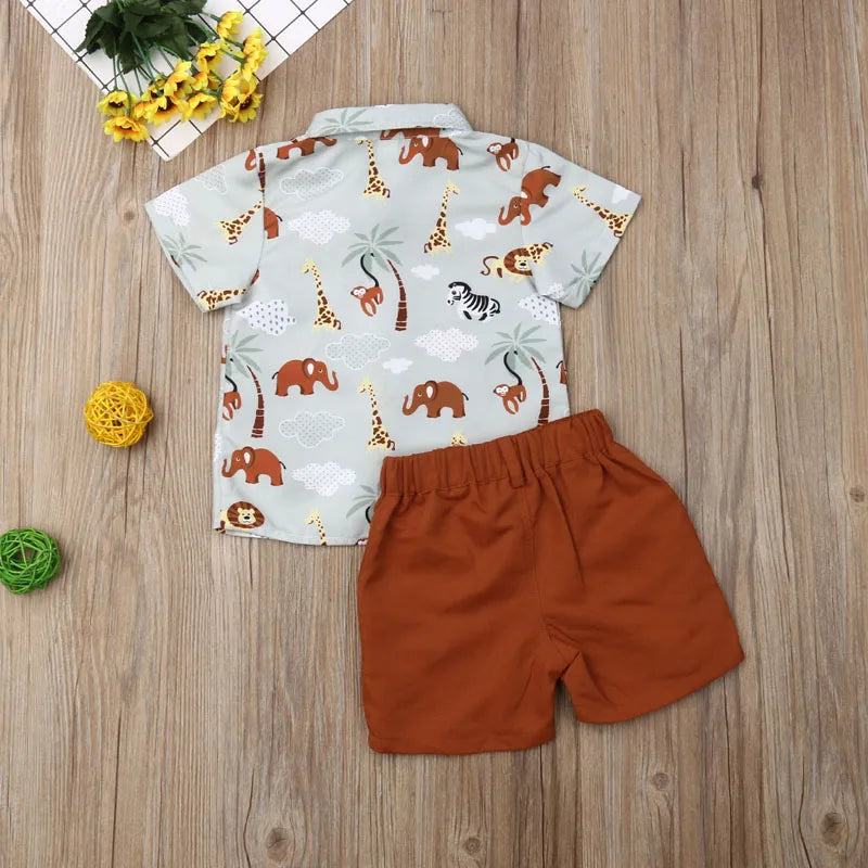 1-6T Formal Clothing Set Shirt Tops+Pants Gentleman Outfit