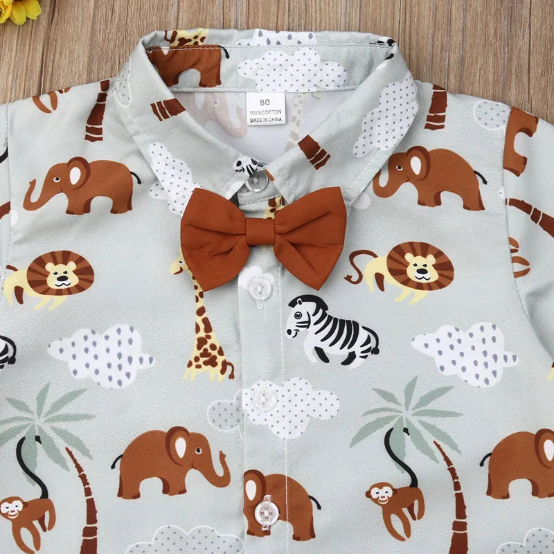 1-6T Formal Clothing Set Shirt Tops+Pants Gentleman Outfit