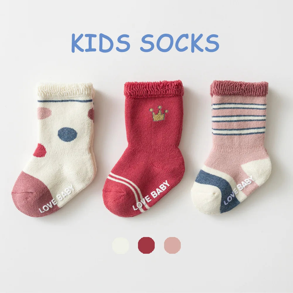3 Pairs Toddler Kids Cotton Socks