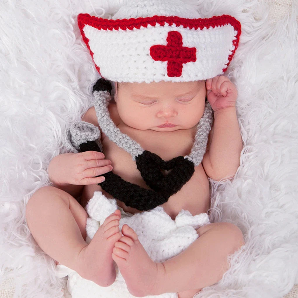Baby Photography Props Newborn Ladybird Insect Costume Boy Girl Infant Crochet Knit Hat Outfits Lace Ladybird