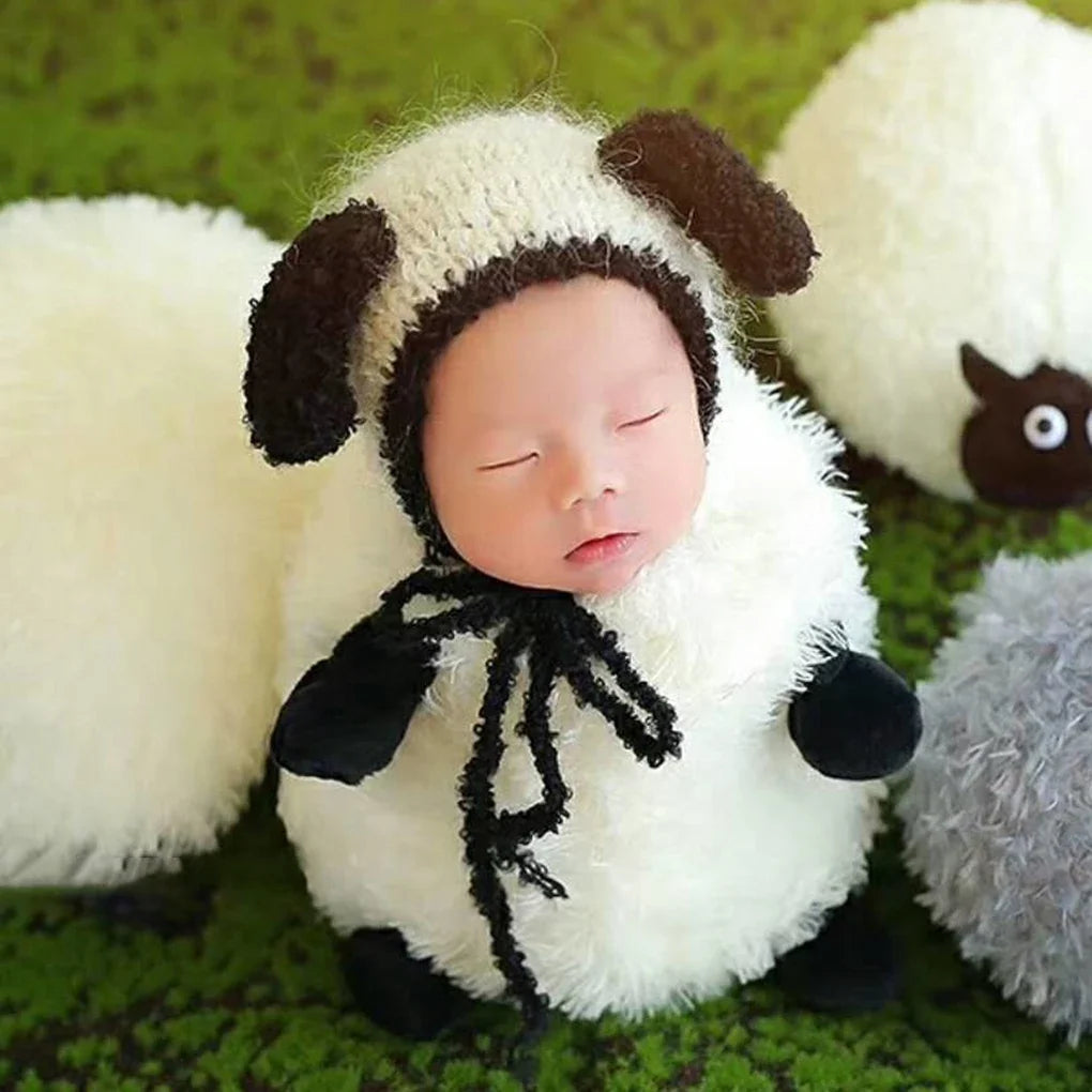 Baby Photography Props Newborn Ladybird Insect Costume Boy Girl Infant Crochet Knit Hat Outfits Lace Ladybird