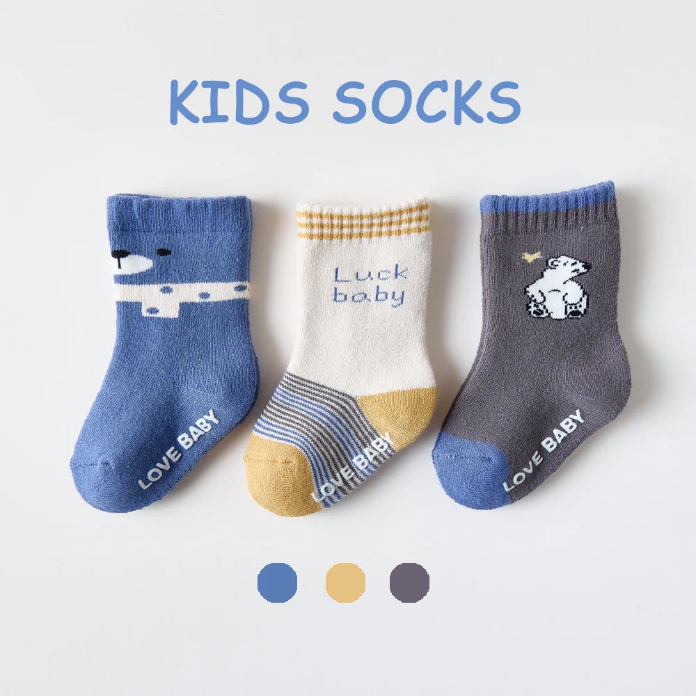 3 Pairs Toddler Kids Cotton Socks