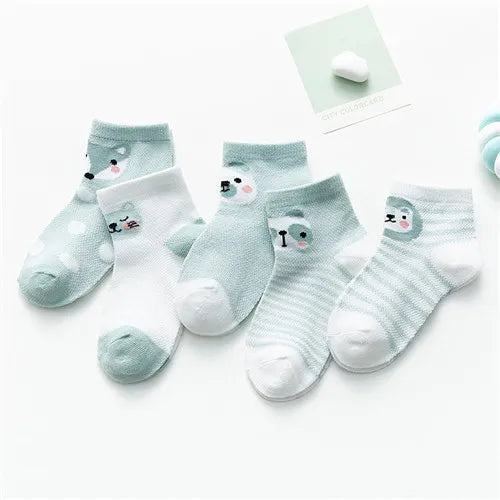 5Pairs Toddler Socks Mesh Cotton