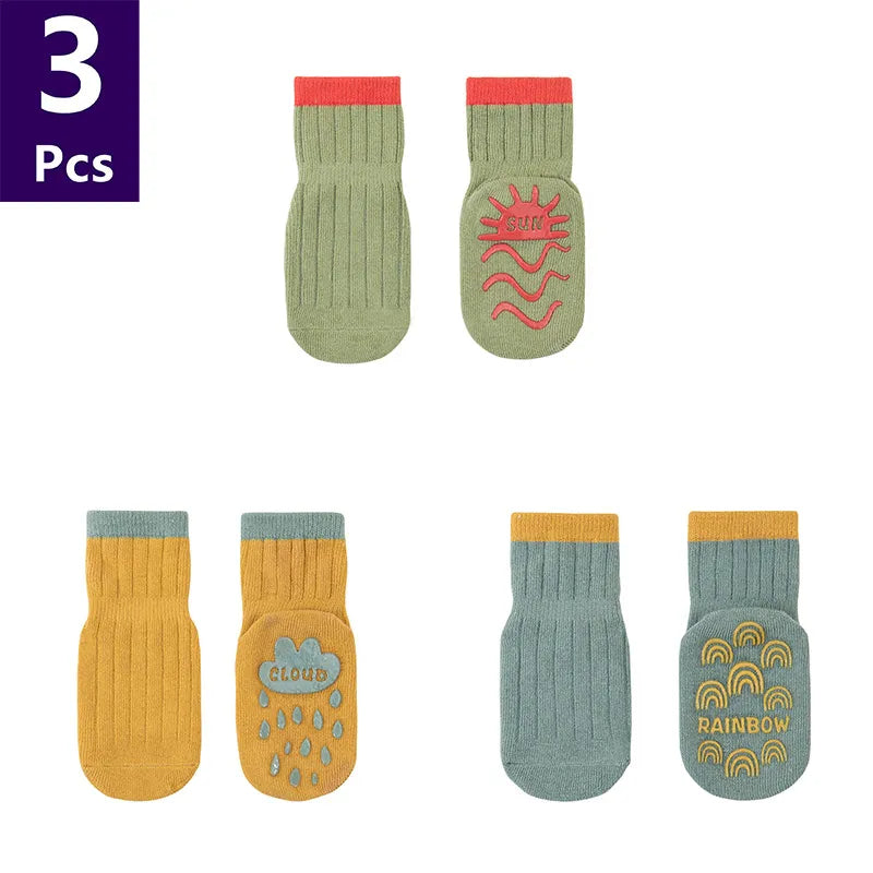 3 Pairs Children's Socks Solid Striped