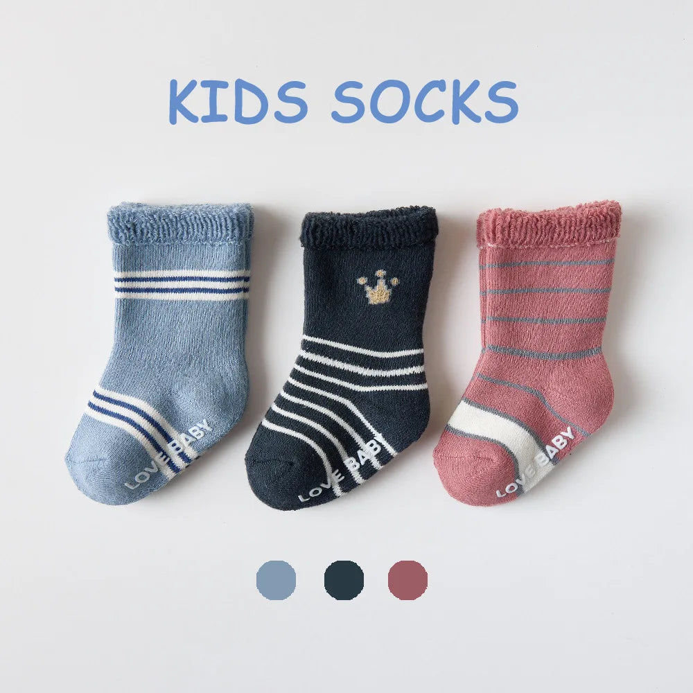 3 Pairs Toddler Kids Cotton Socks