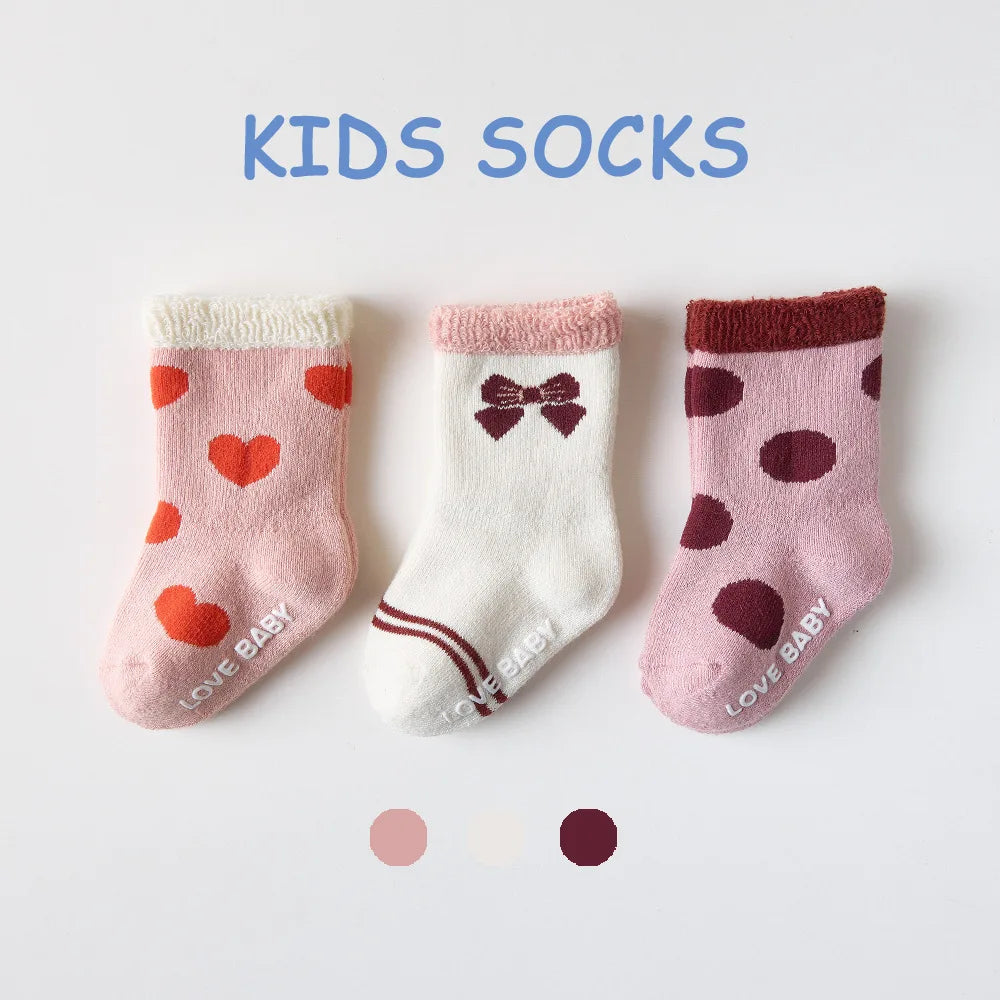 3 Pairs Toddler Kids Cotton Socks