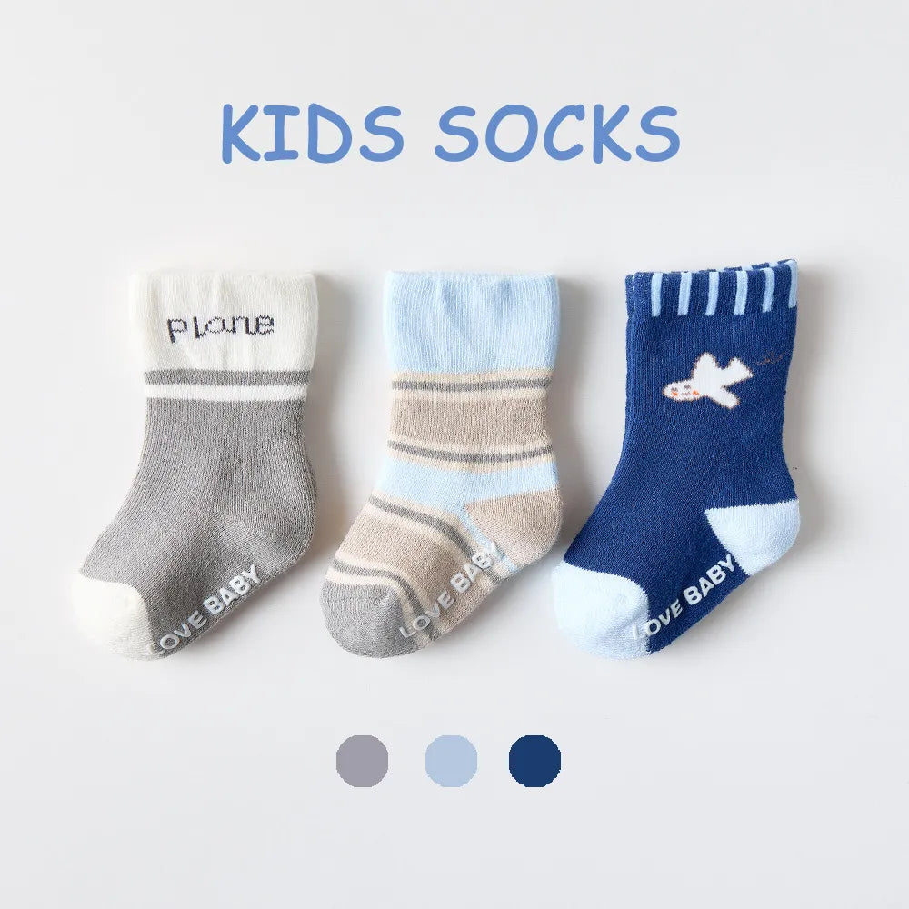 3 Pairs Toddler Kids Cotton Socks