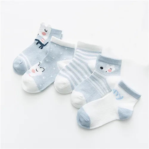 5Pairs Toddler Socks Mesh Cotton