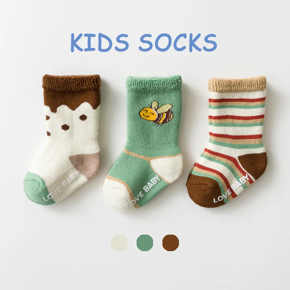 3 Pairs Toddler Kids Cotton Socks