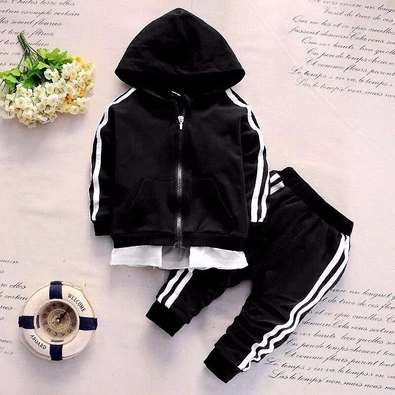 Baby Casual Tracksuit Children Boys Girls Zipper Hoodeis Pants 2Pcs