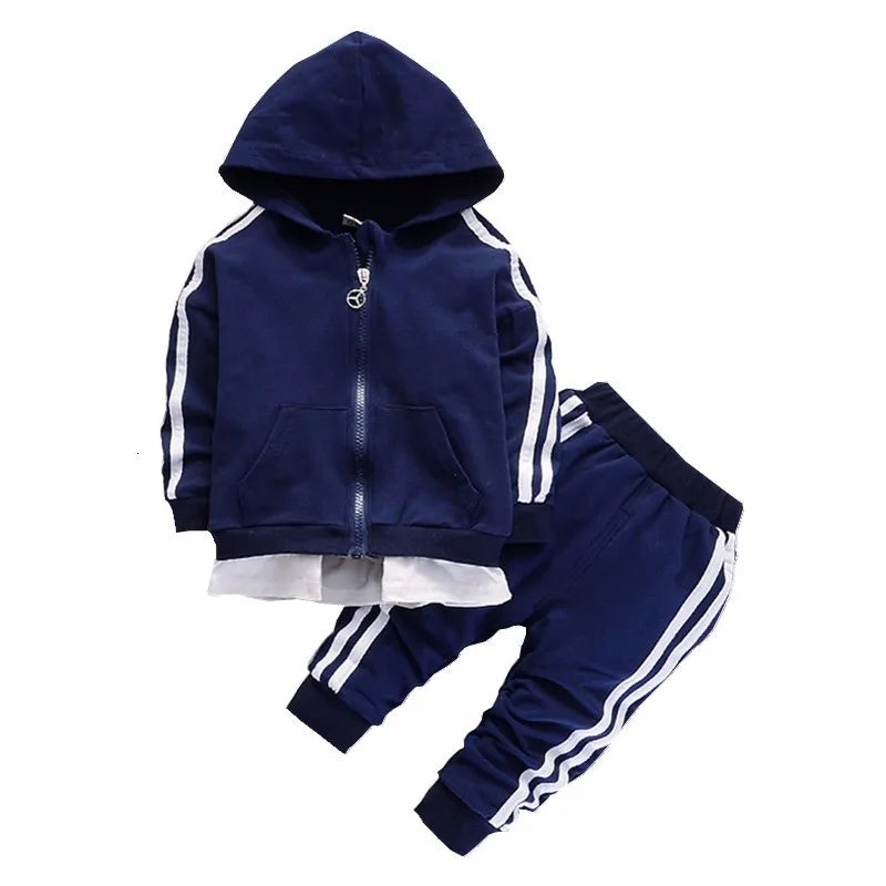Baby Casual Tracksuit Children Boys Girls Zipper Hoodeis Pants 2Pcs