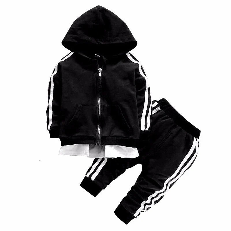 Baby Casual Tracksuit Children Boys Girls Zipper Hoodeis Pants 2Pcs