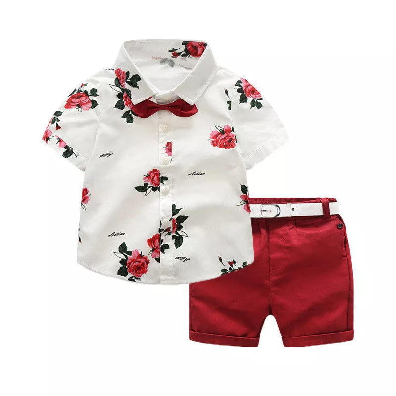 Baby Boys Clothes Outfit Bow Tie Shirt+Shorts