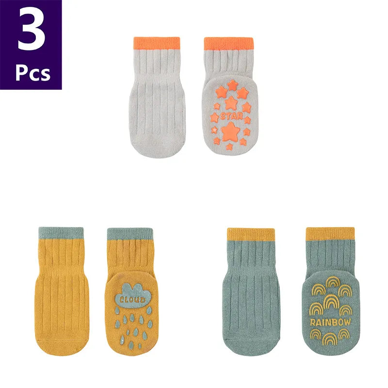 3 Pairs Children's Socks Solid Striped
