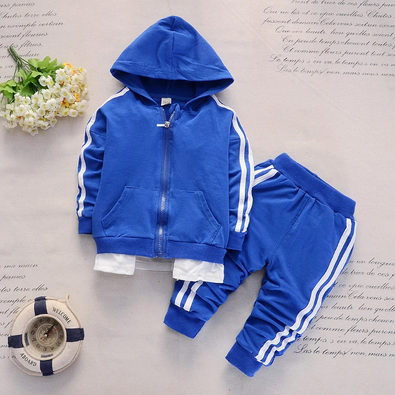 Baby Casual Tracksuit Children Boys Girls Zipper Hoodeis Pants 2Pcs