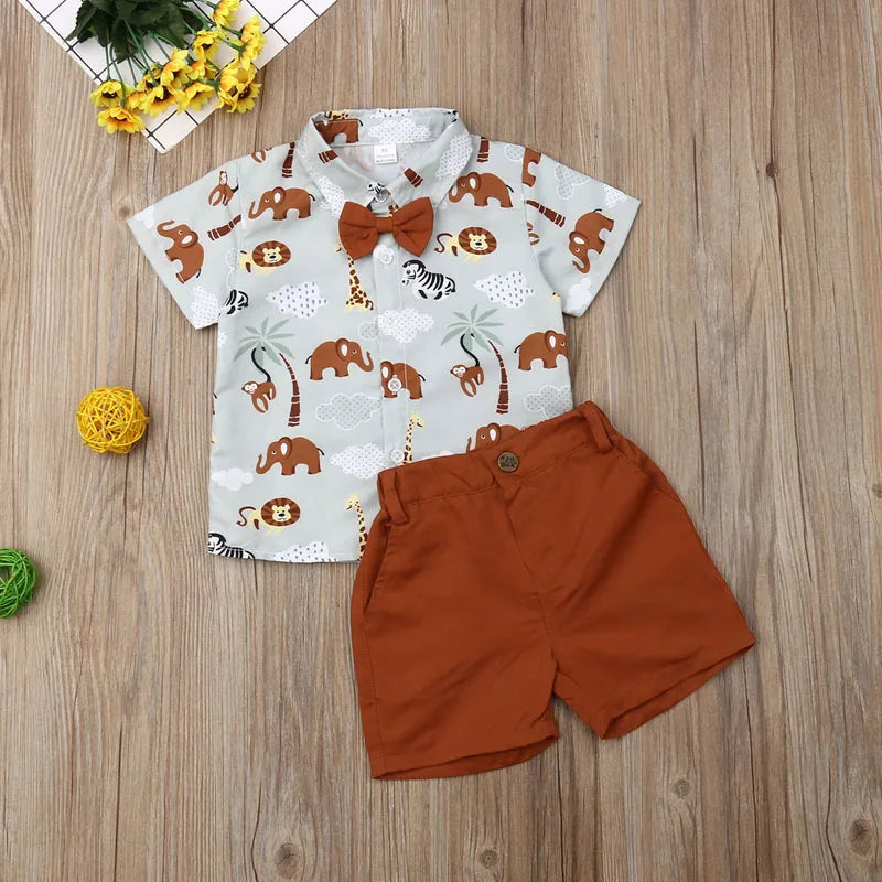1-6T Formal Clothing Set Shirt Tops+Pants Gentleman Outfit