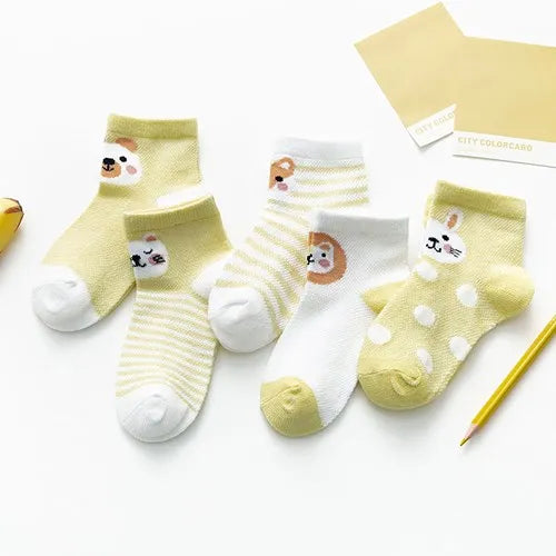 5Pairs Toddler Socks Mesh Cotton