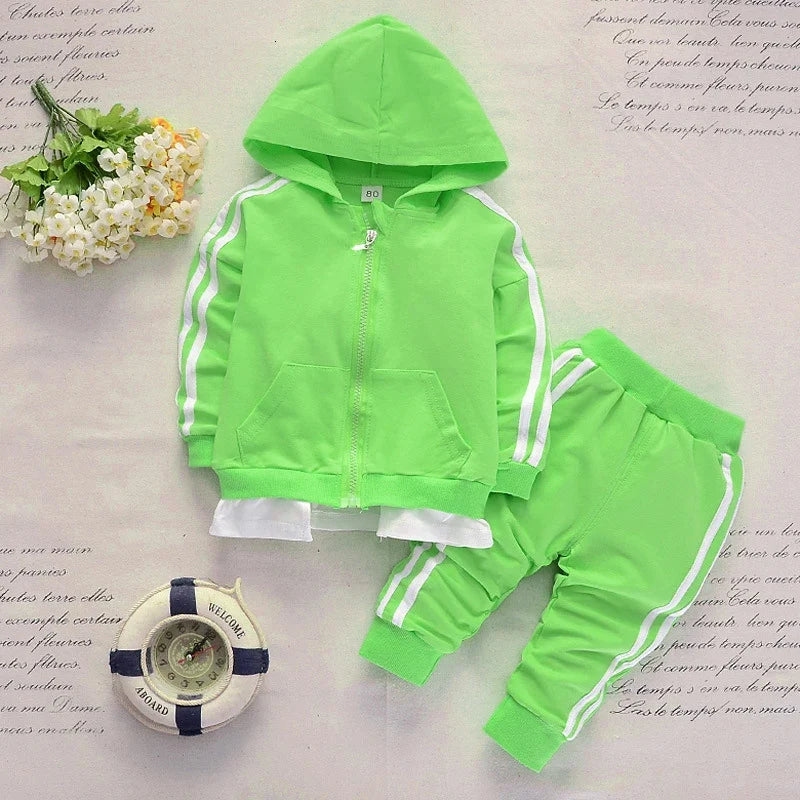Baby Casual Tracksuit Children Boys Girls Zipper Hoodeis Pants 2Pcs