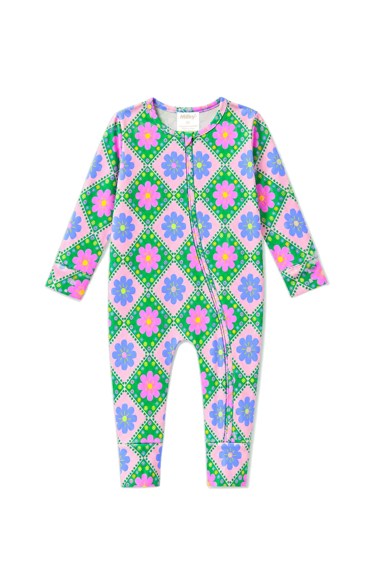 Patchwork Bloom Zip Romper